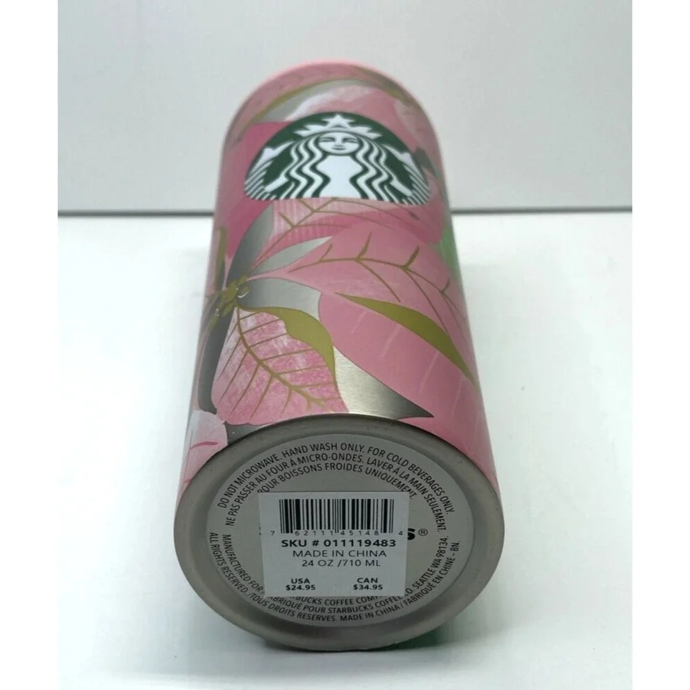 NEW STARBUCKS Holiday 2020 Stainless Steel Poinsettia Siren Tumbler 24oz Venti
